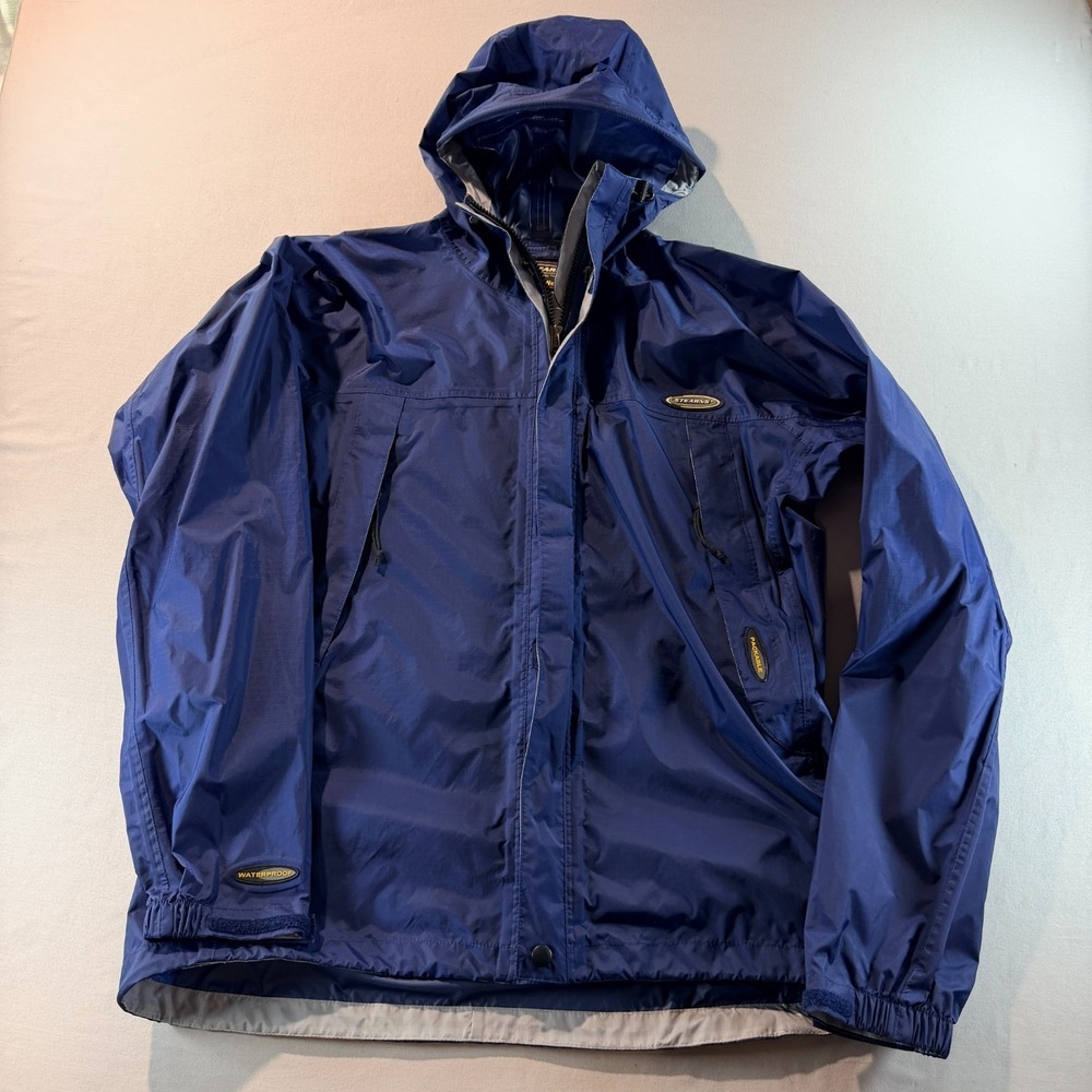 Stearns DryWear Waterproof Hooded Jacket Blue Nylon Outdoor Rain‎ Coat Men's M